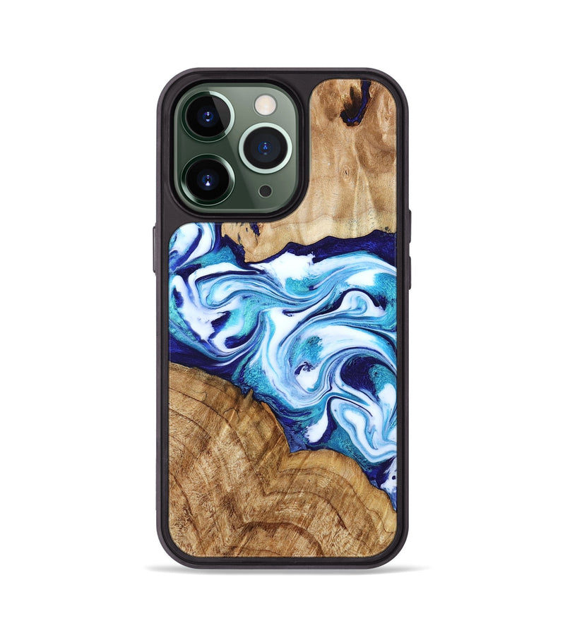 iPhone 13 Pro Wood Phone Case - Vivien (Blue, 786013)