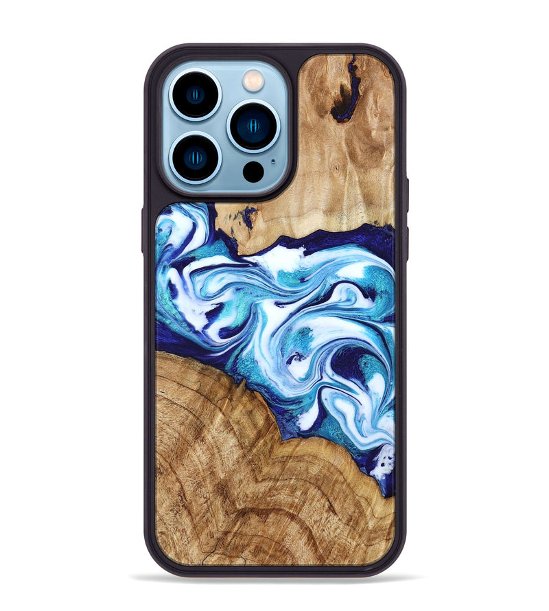 iPhone 14 Pro Max Wood Phone Case - Vivien (Blue, 786013)