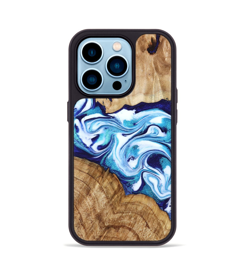 iPhone 14 Pro Wood Phone Case - Vivien (Blue, 786013)