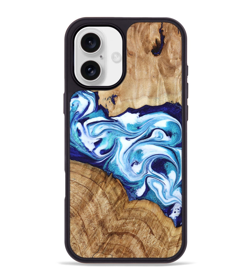 iPhone 16 Plus Wood Phone Case - Vivien (Blue, 786013)