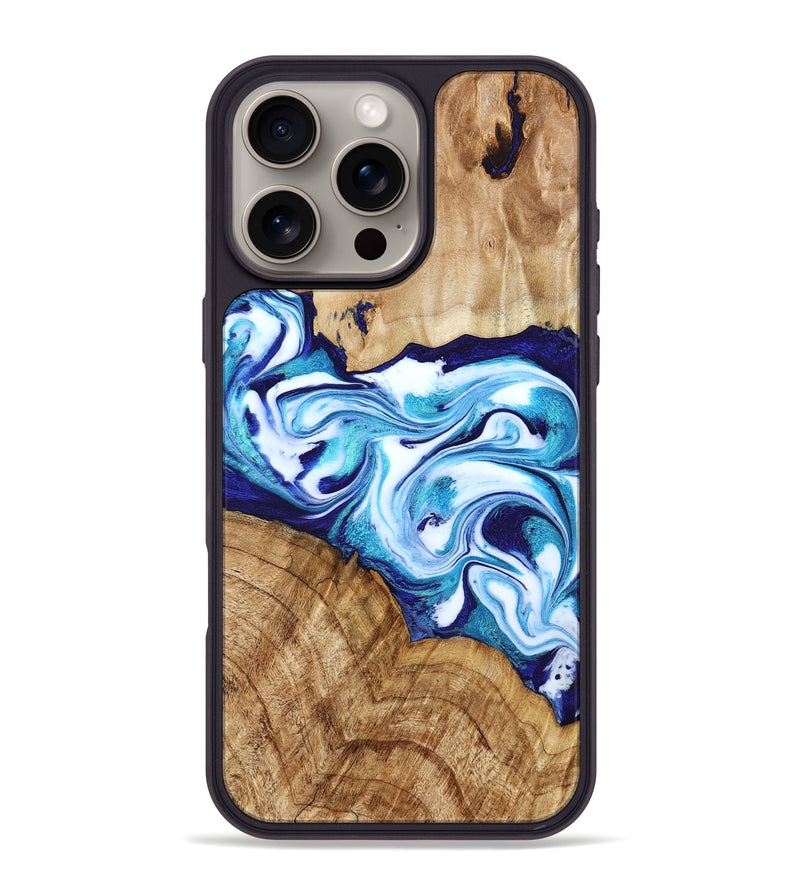 iPhone 16 Pro Max Wood Phone Case - Vivien (Blue, 786013)