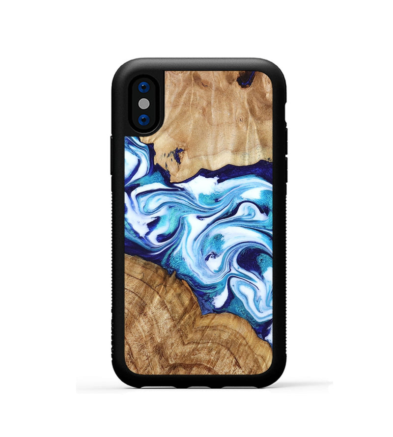 iPhone Xs Wood Phone Case - Vivien (Blue, 786013)