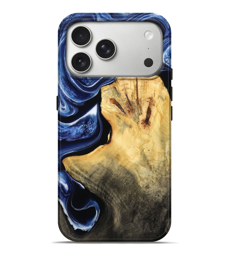 iPhone 17 Pro Max Wood Live Edge Phone Case - Kahlil (Blue, 786215)