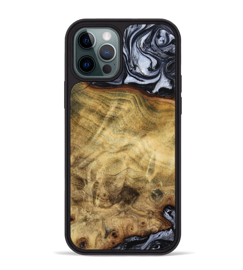 iPhone 12 Pro Max Wood Phone Case - Minna (Black & White, 786242)