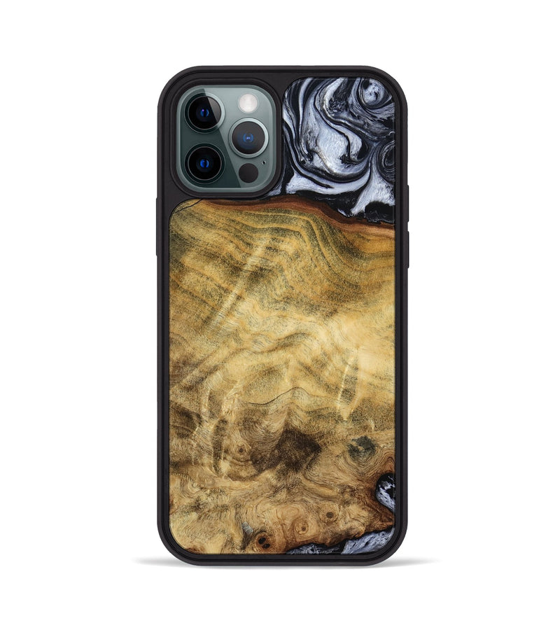 iPhone 12 Pro Wood Phone Case - Minna (Black & White, 786242)