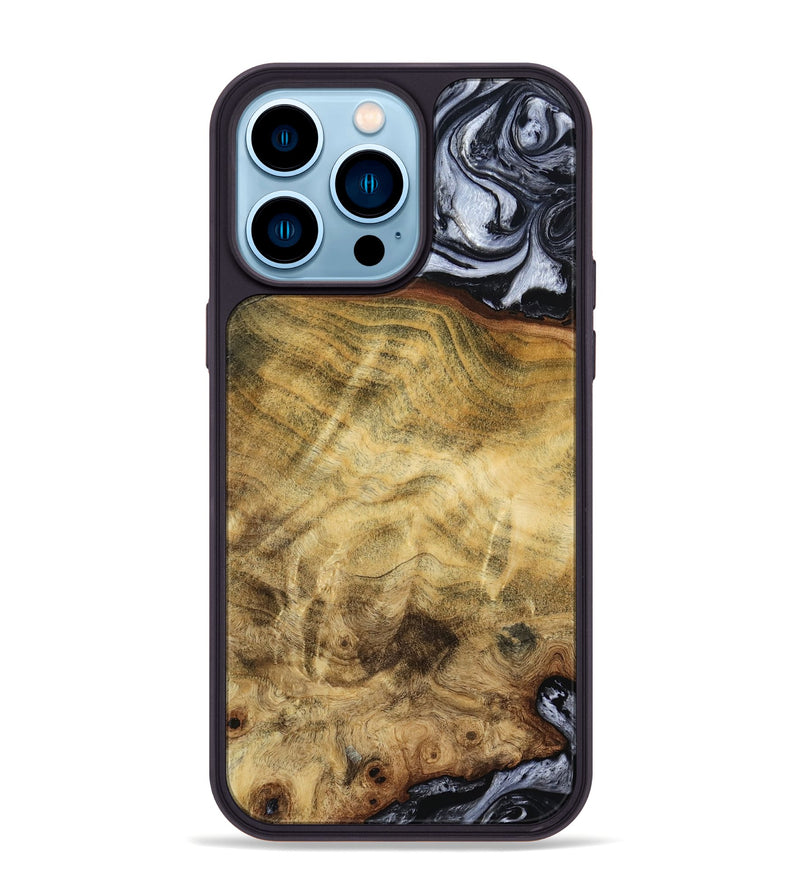 iPhone 14 Pro Max Wood Phone Case - Minna (Black & White, 786242)