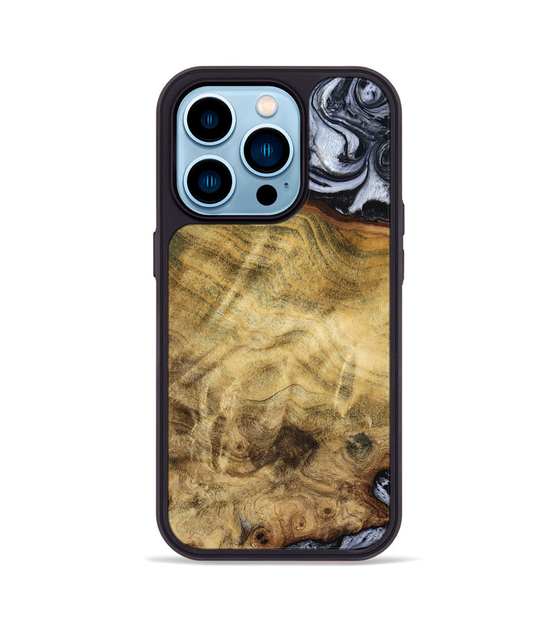 iPhone 14 Pro Wood Phone Case - Minna (Black & White, 786242)