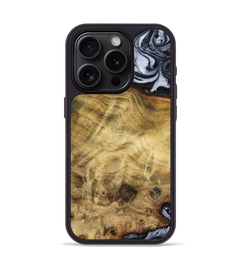 iPhone 15 Pro Wood Phone Case - Minna (Black & White, 786242)