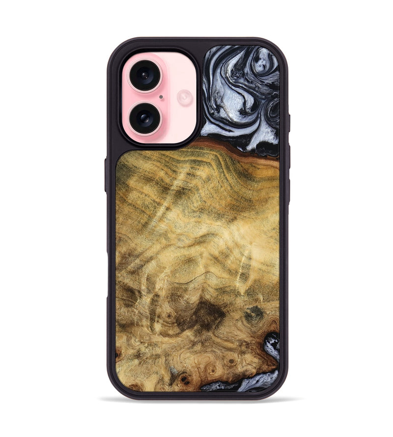 iPhone 16 Wood Phone Case - Minna (Black & White, 786242)