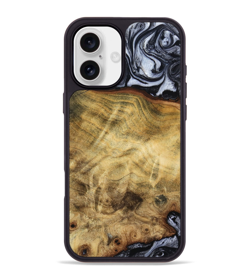 iPhone 16 Plus Wood Phone Case - Minna (Black & White, 786242)