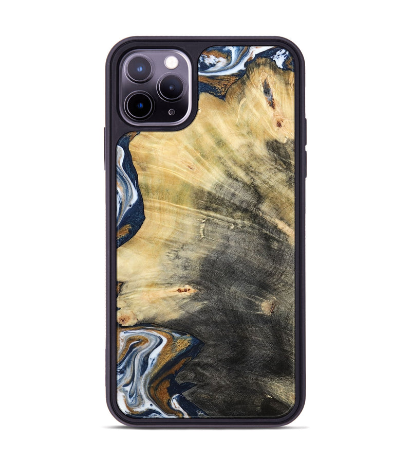 iPhone 11 Pro Max Wood Phone Case - Erica (Teal & Gold, 786258)
