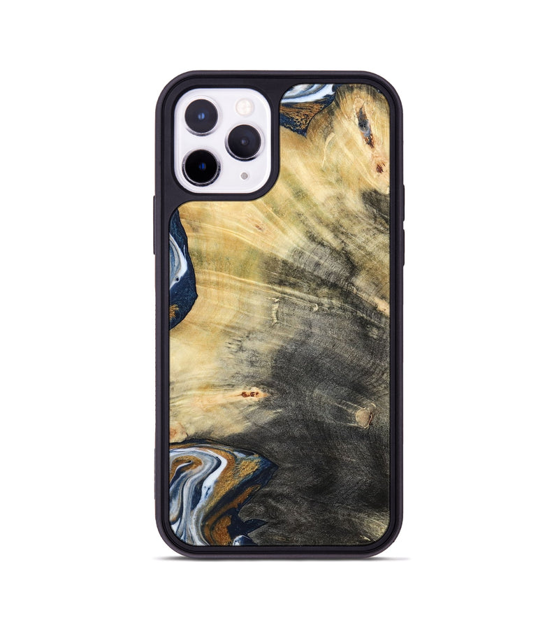 iPhone 11 Pro Wood Phone Case - Erica (Teal & Gold, 786258)