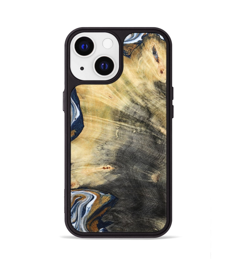 iPhone 13 Wood Phone Case - Erica (Teal & Gold, 786258)