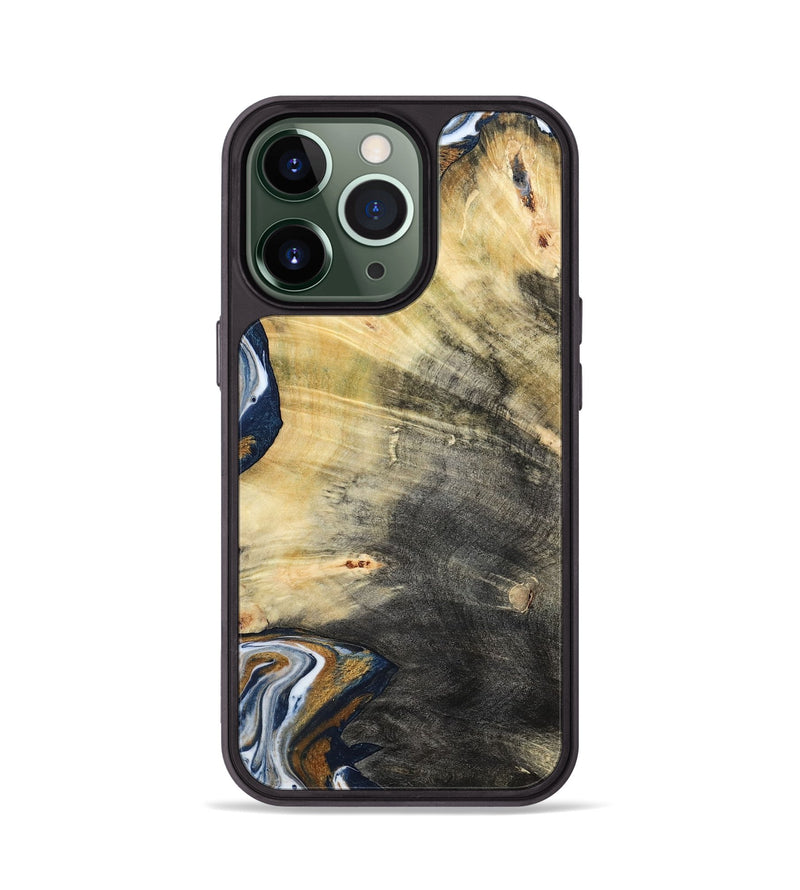 iPhone 13 Pro Wood Phone Case - Erica (Teal & Gold, 786258)