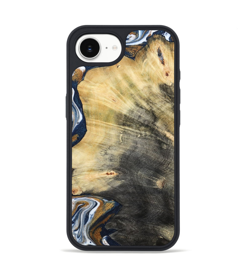 iPhone 16e Wood Phone Case - Erica (Teal & Gold, 786258)