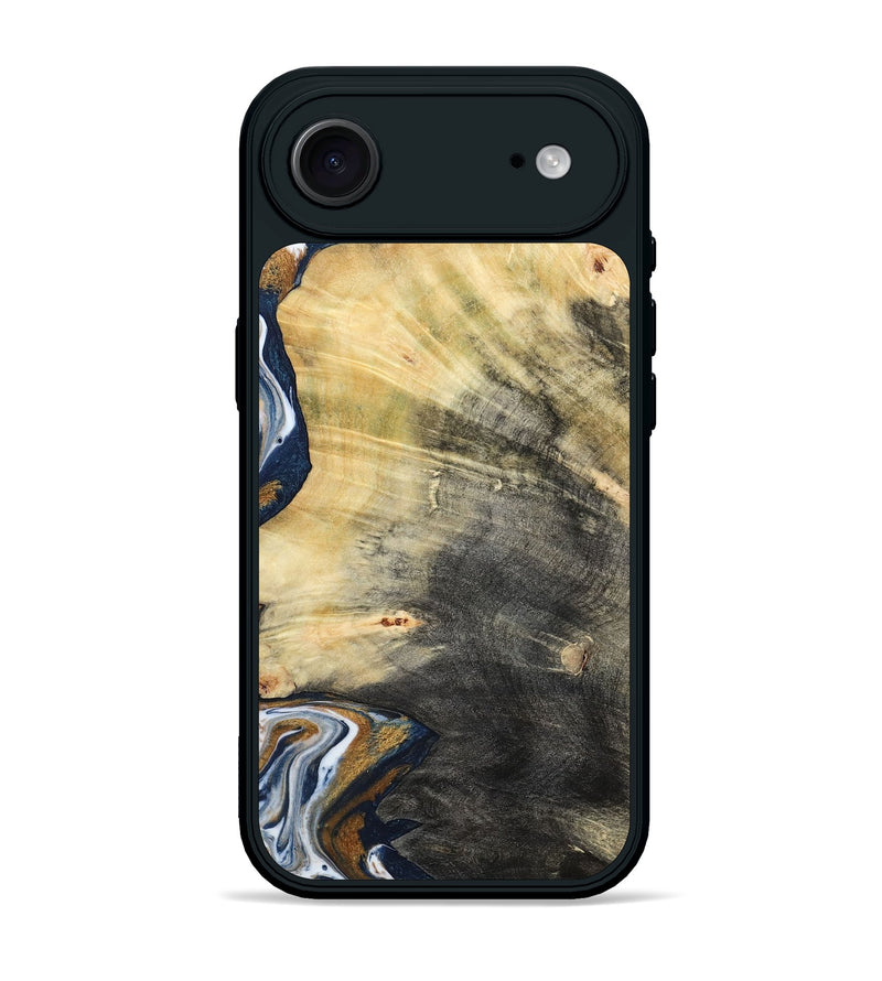 iPhone 17 Air Wood Phone Case - Erica (Teal & Gold, 786258)