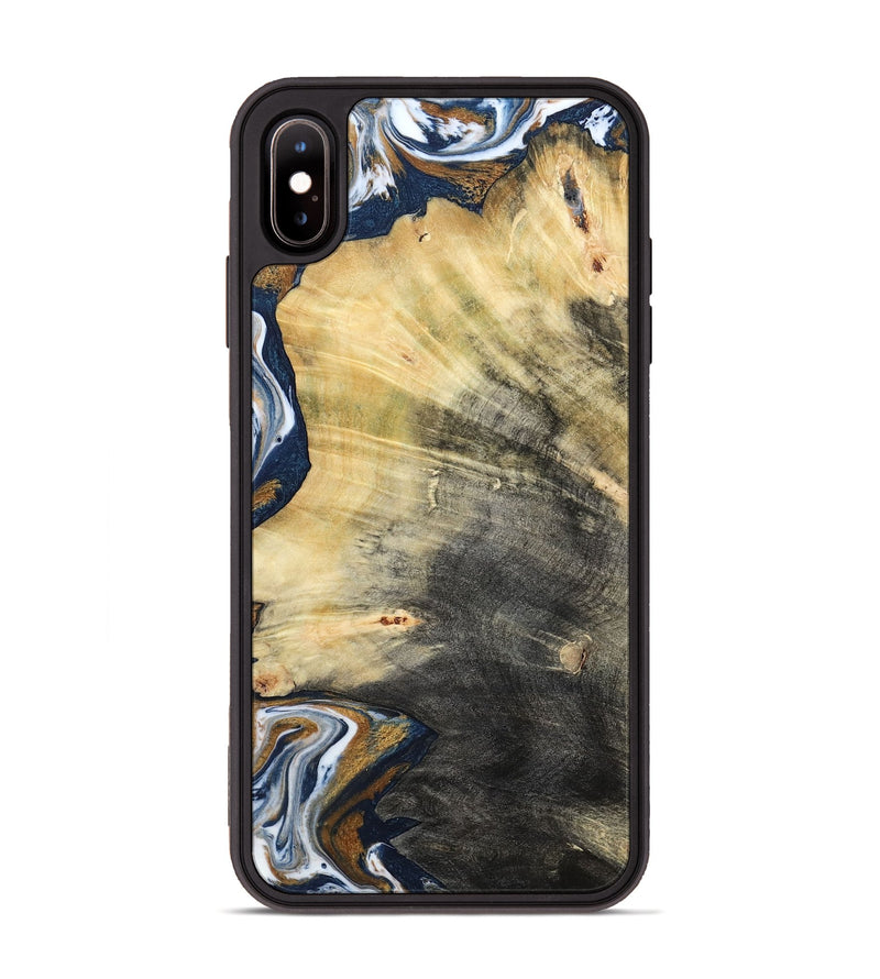 iPhone Xs Max Wood Phone Case - Erica (Teal & Gold, 786258)