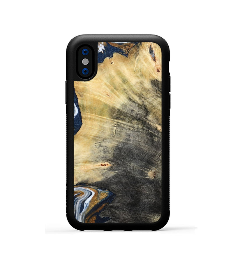 iPhone Xs Wood Phone Case - Erica (Teal & Gold, 786258)
