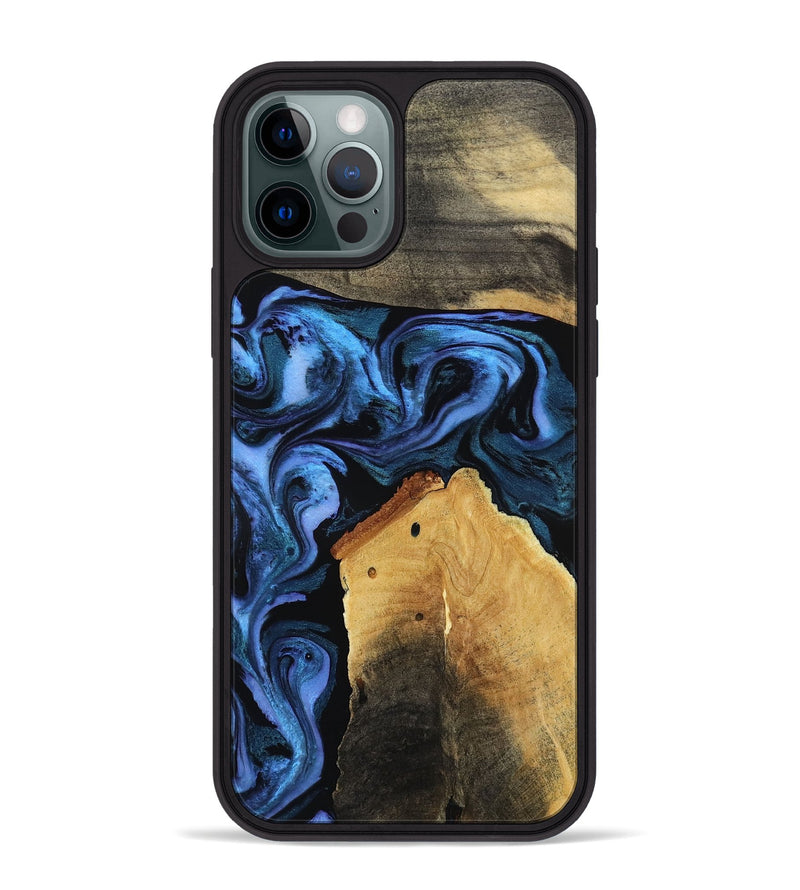 iPhone 12 Pro Max Wood Phone Case - Akeem (Blue, 786311)