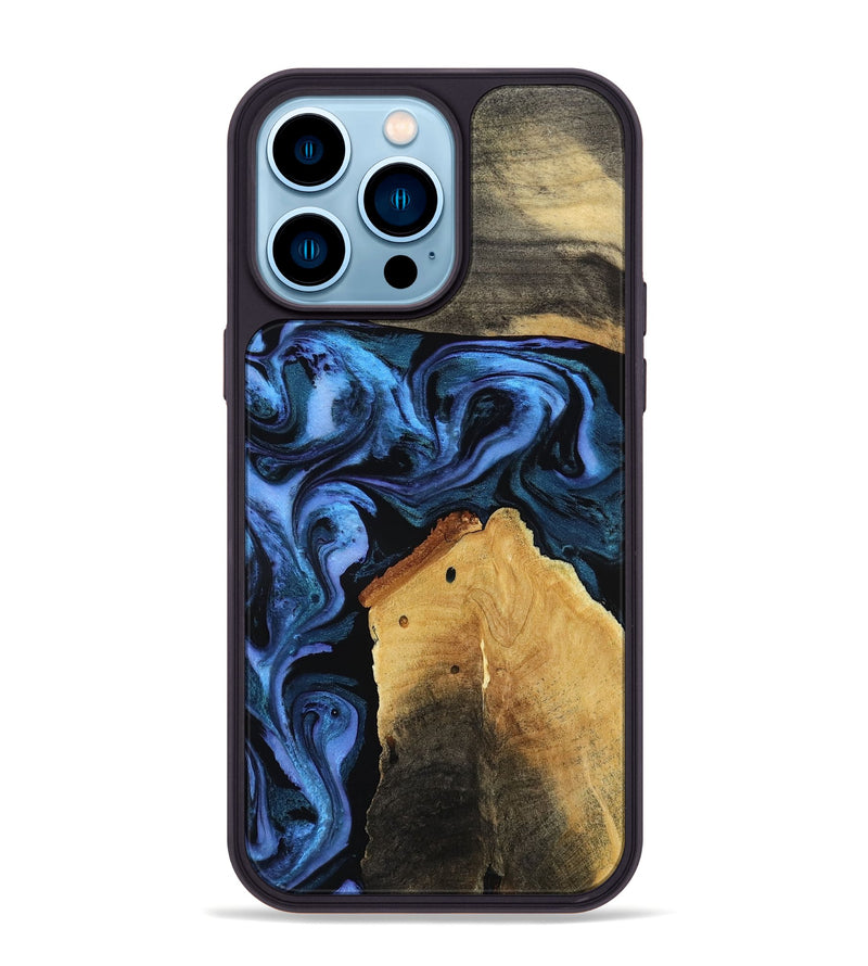 iPhone 14 Pro Max Wood Phone Case - Akeem (Blue, 786311)