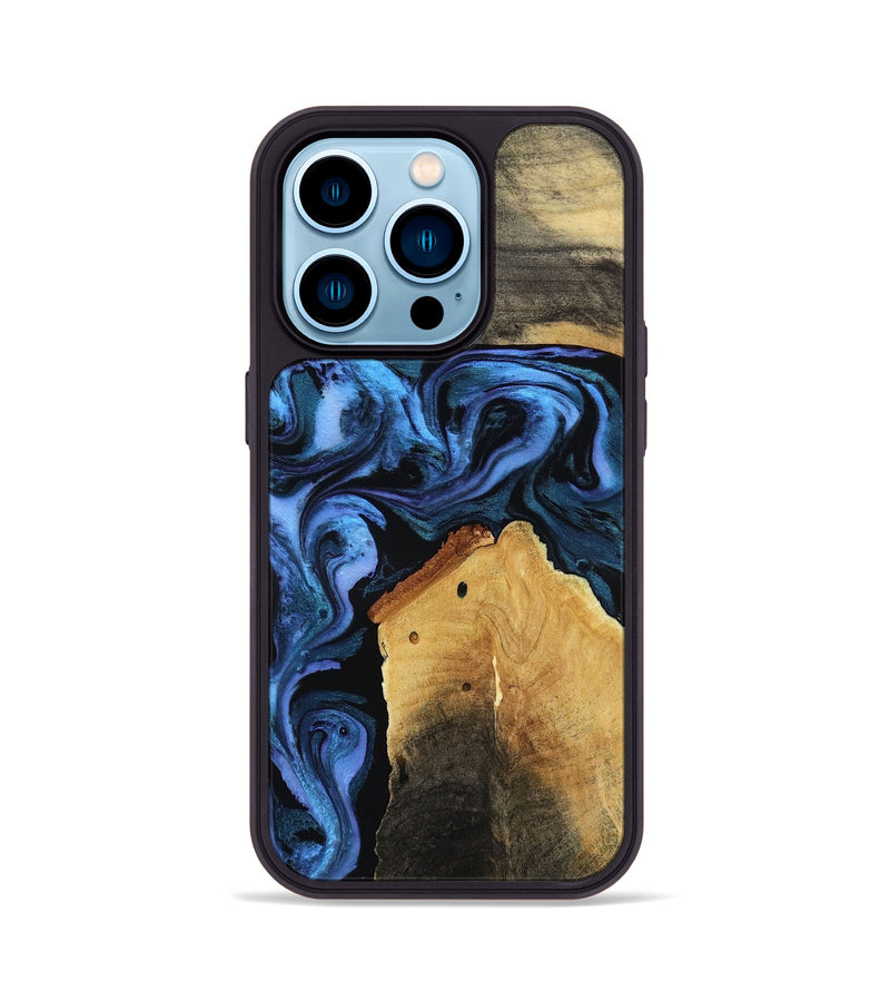 iPhone 14 Pro Wood Phone Case - Akeem (Blue, 786311)