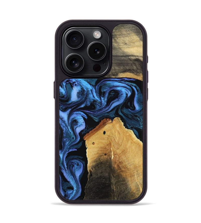 iPhone 15 Pro Wood Phone Case - Akeem (Blue, 786311)