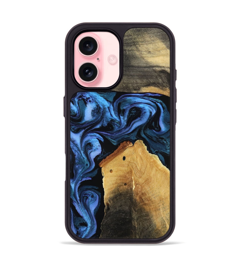 iPhone 16 Wood Phone Case - Akeem (Blue, 786311)