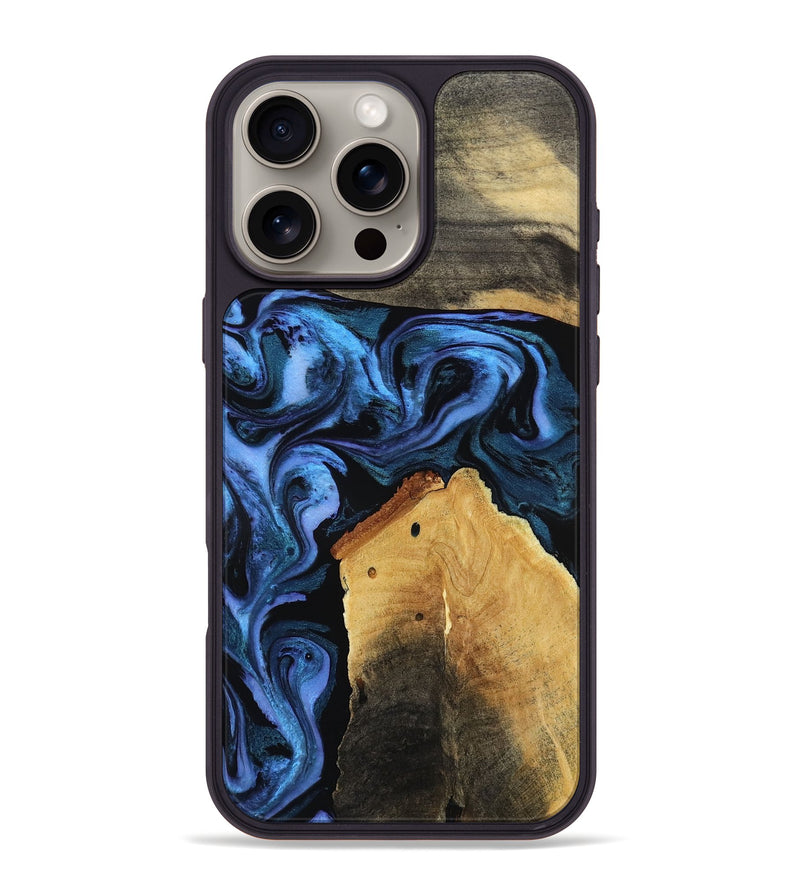 iPhone 16 Pro Max Wood Phone Case - Akeem (Blue, 786311)