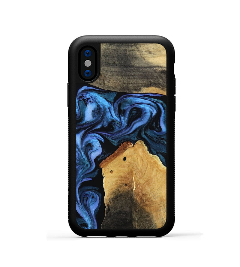 iPhone Xs Wood Phone Case - Akeem (Blue, 786311)