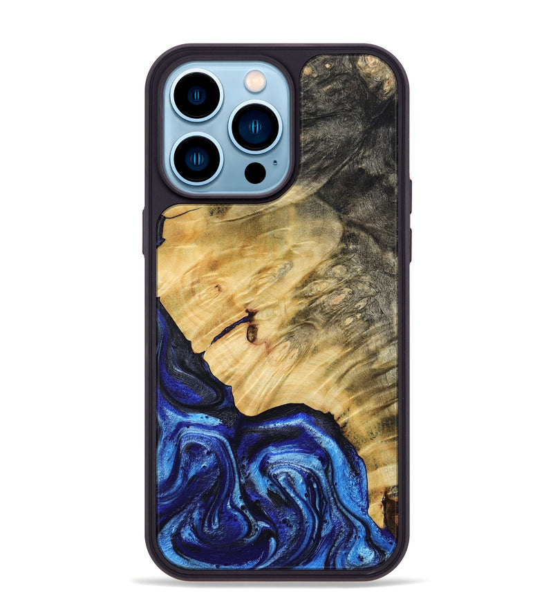 iPhone 14 Pro Max Wood Phone Case - Jazlene (Blue, 786312)
