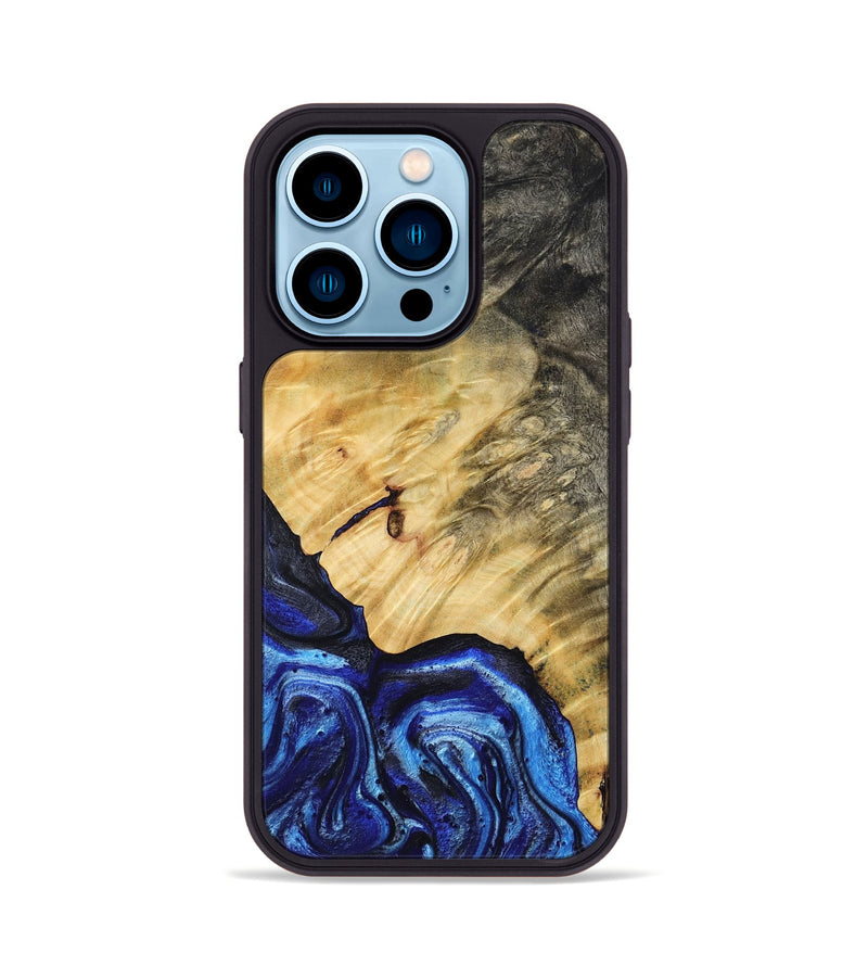 iPhone 14 Pro Wood Phone Case - Jazlene (Blue, 786312)
