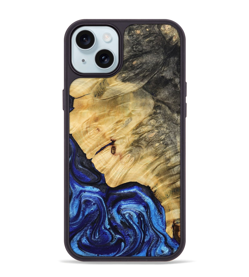 iPhone 15 Plus Wood Phone Case - Jazlene (Blue, 786312)