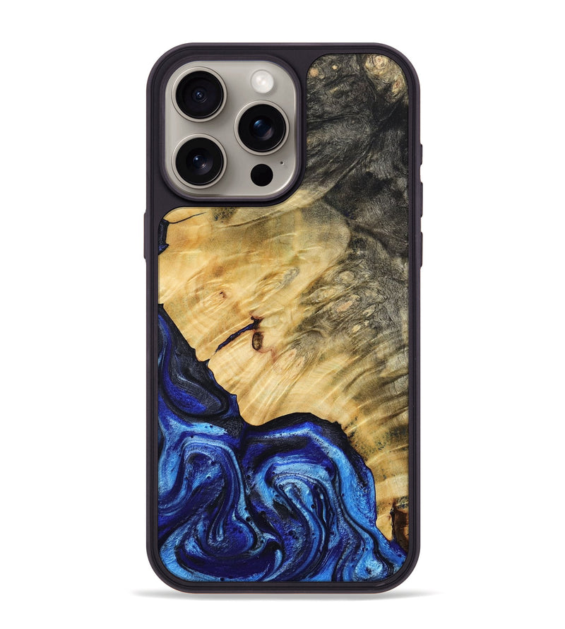 iPhone 15 Pro Max Wood Phone Case - Jazlene (Blue, 786312)