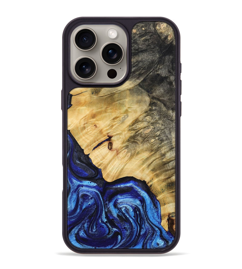 iPhone 16 Pro Max Wood Phone Case - Jazlene (Blue, 786312)