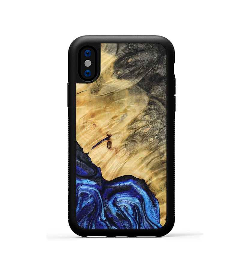 iPhone Xs Wood Phone Case - Jazlene (Blue, 786312)