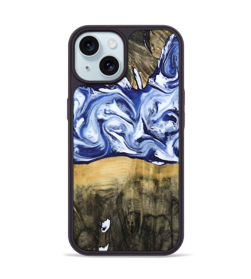 iPhone 15 Wood Phone Case - Jesiah (Blue, 786316)