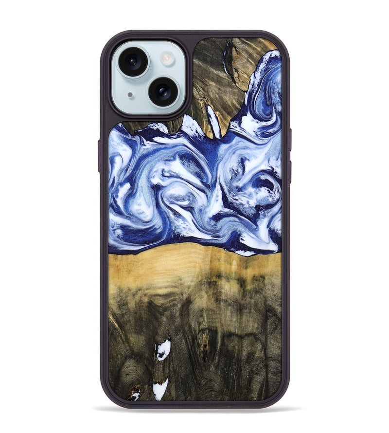 iPhone 15 Plus Wood Phone Case - Jesiah (Blue, 786316)