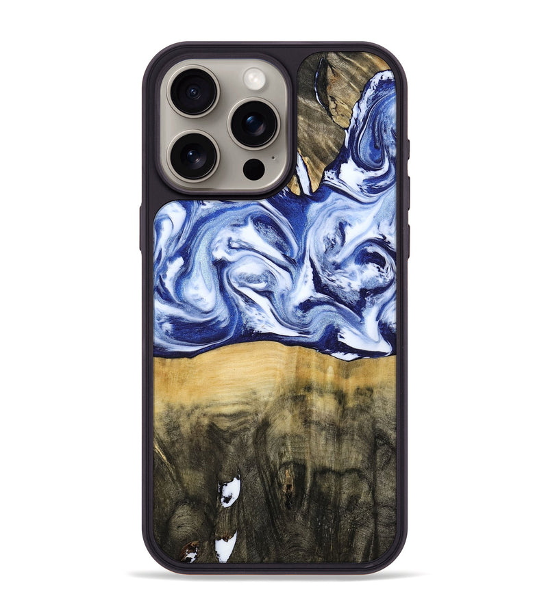 iPhone 15 Pro Max Wood Phone Case - Jesiah (Blue, 786316)