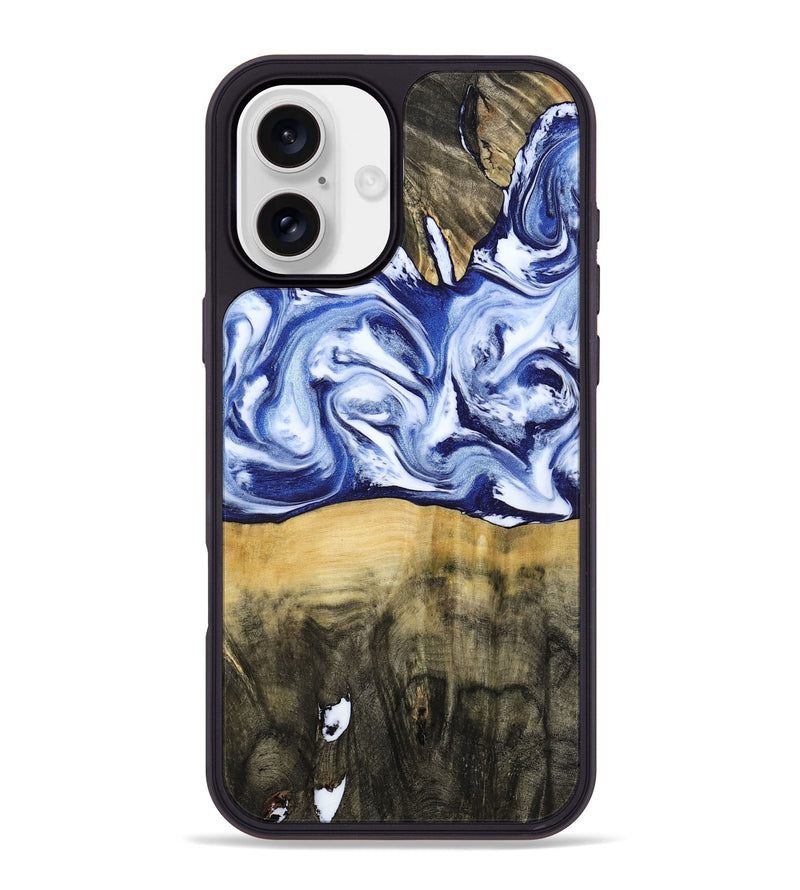 iPhone 16 Plus Wood Phone Case - Jesiah (Blue, 786316)