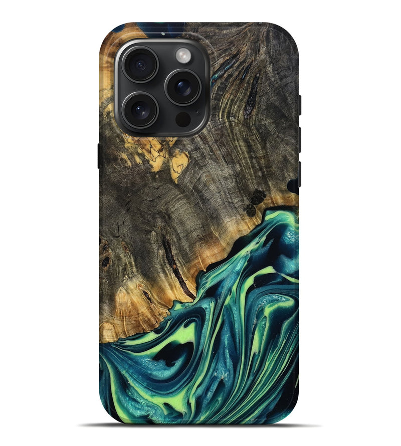 iPhone 16 Pro Max Wood Live Edge Phone Case - Gayla (Green, 786443)