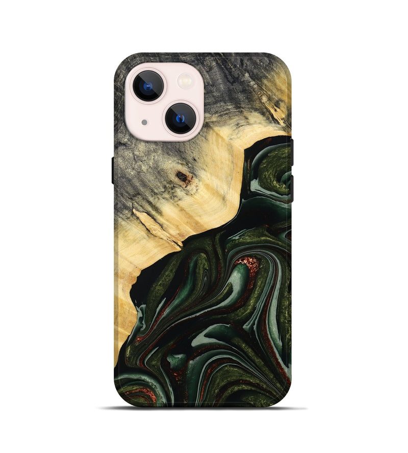 iPhone 13 mini Wood Live Edge Phone Case - Kiarra (Green, 786457)