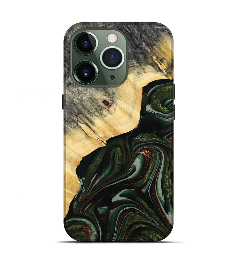 iPhone 13 Pro Wood Live Edge Phone Case - Kiarra (Green, 786457)