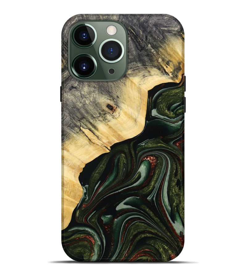 iPhone 13 Pro Max Wood Live Edge Phone Case - Kiarra (Green, 786457)
