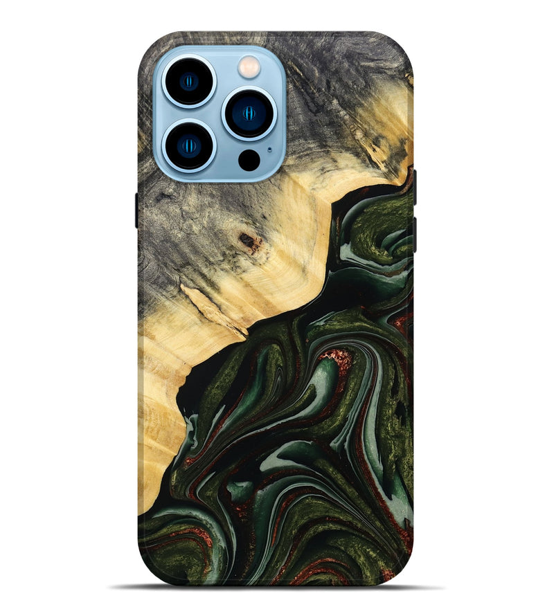 iPhone 14 Pro Max Wood Live Edge Phone Case - Kiarra (Green, 786457)