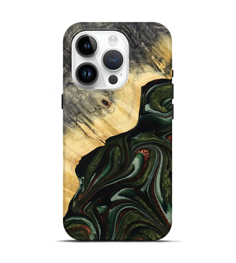 iPhone 15 Pro Wood Live Edge Phone Case - Kiarra (Green, 786457)