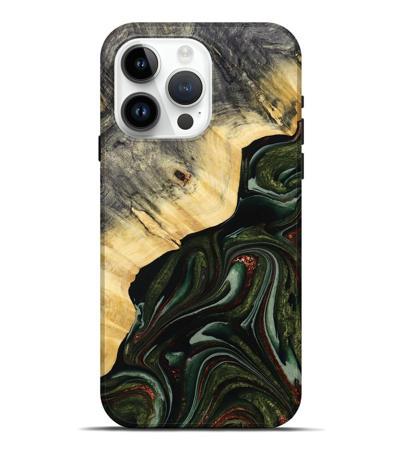 iPhone 15 Pro Max Wood Live Edge Phone Case - Kiarra (Green, 786457)