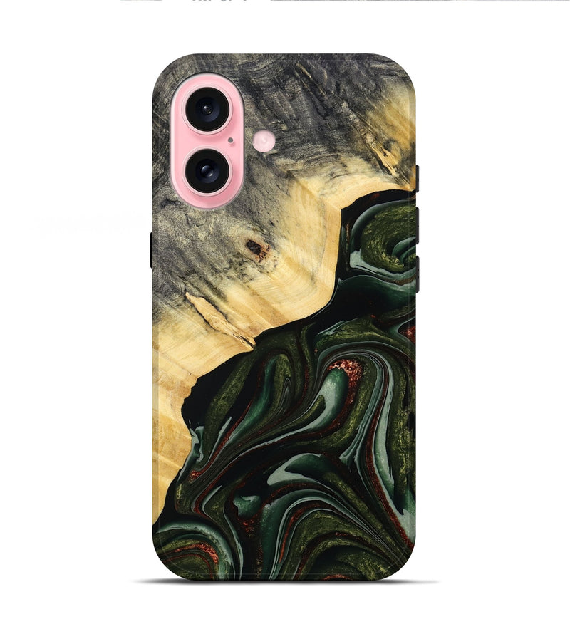 iPhone 16 Wood Live Edge Phone Case - Kiarra (Green, 786457)