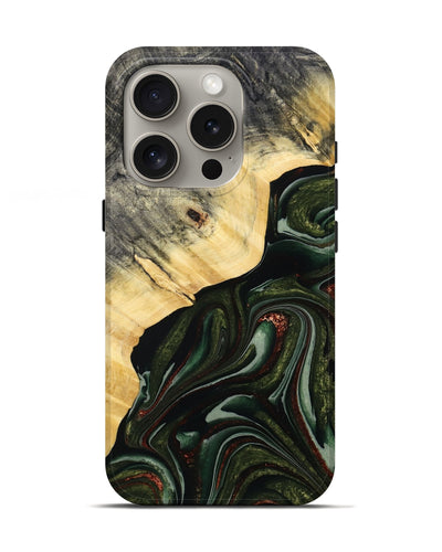 iPhone 16 Pro Wood Live Edge Phone Case - Kiarra (Green, 786457)