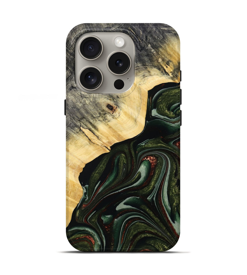iPhone 16 Pro Wood Live Edge Phone Case - Kiarra (Green, 786457)