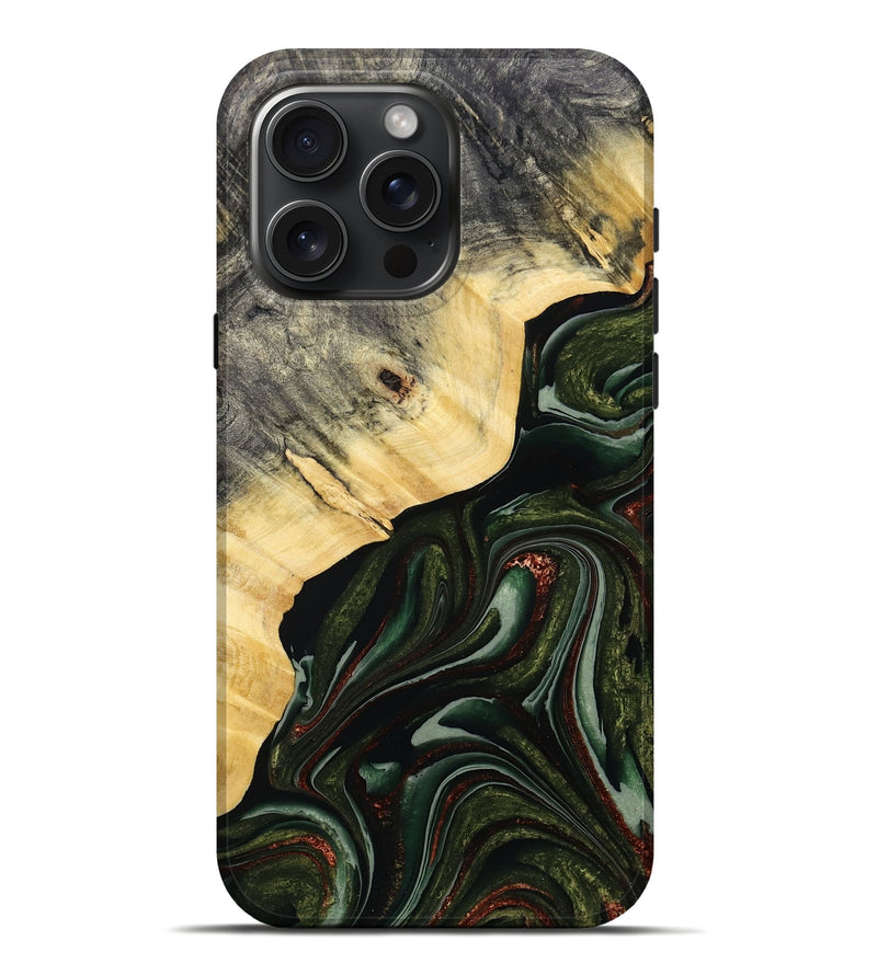 iPhone 16 Pro Max Wood Live Edge Phone Case - Kiarra (Green, 786457)